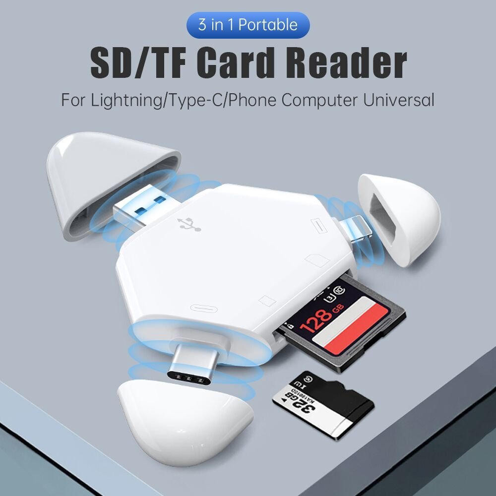 3-in-1 Magnetic USB OTG Adapter: High-Speed SD TF Card Reader