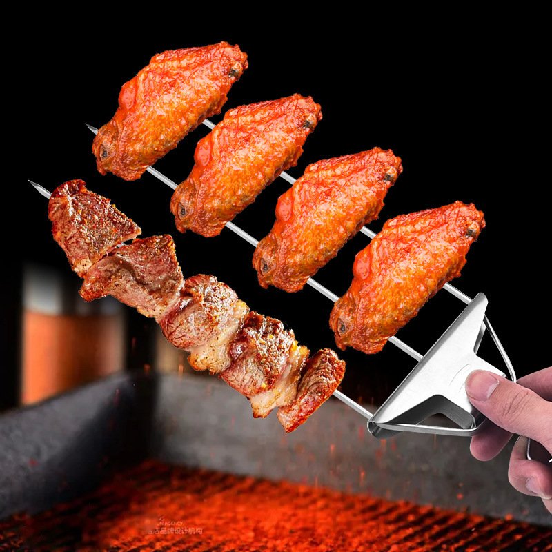 3-Prong Stainless Steel Barbecue Skewer