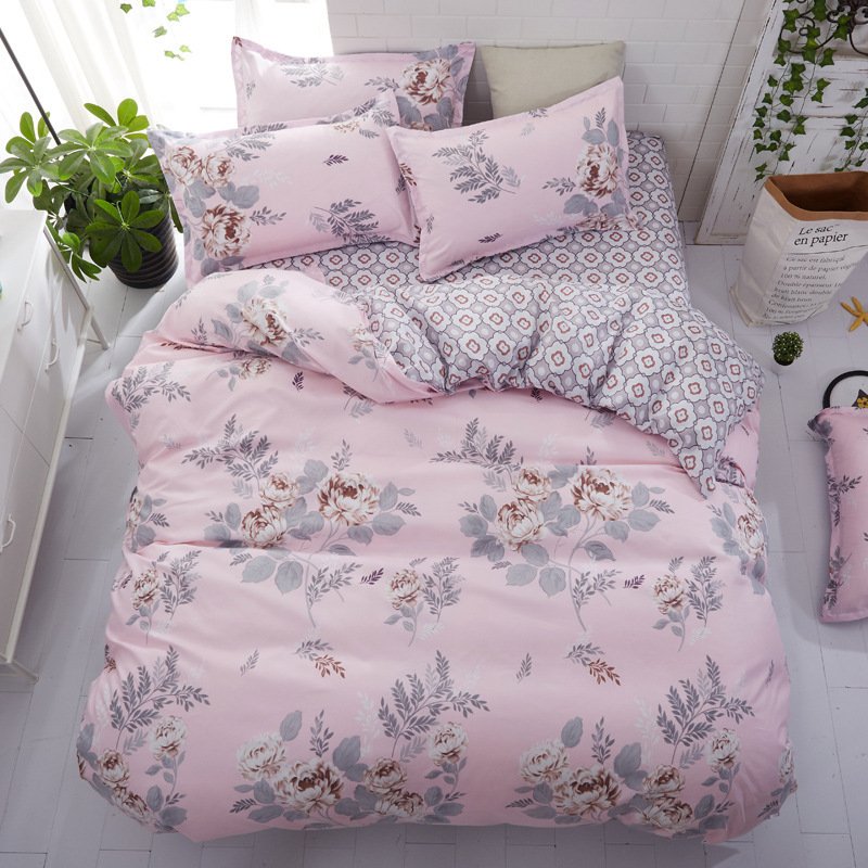 Floral Design in Pastel Colors Four-Piece Bedding Set