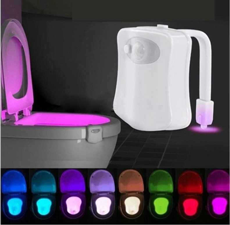 Smart PIR Motion Sensor Toilet Seat Night Light 8 Colors Waterproof For  Toilet