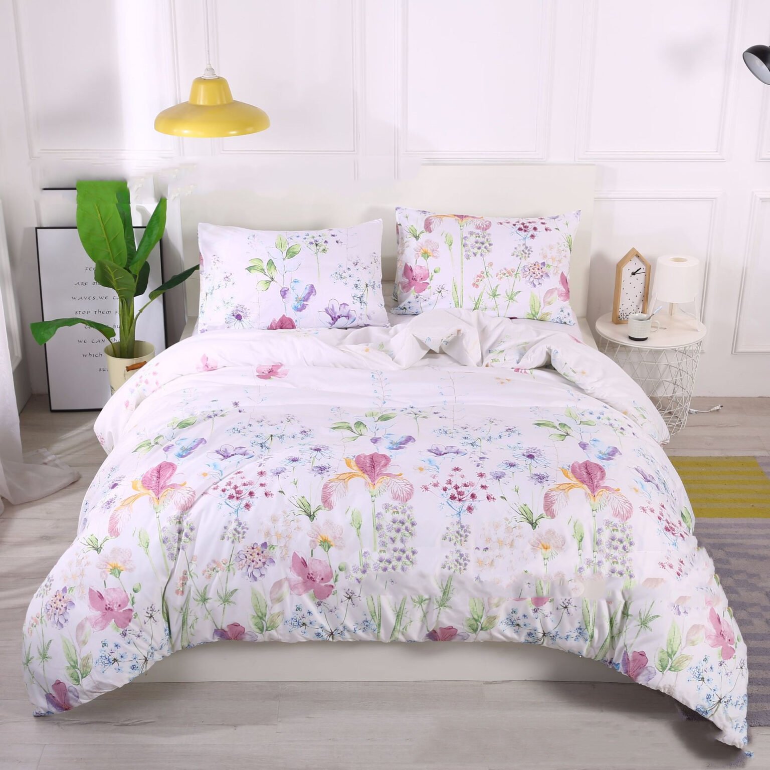 Contemporary Floral Three-Piece Bedding Set