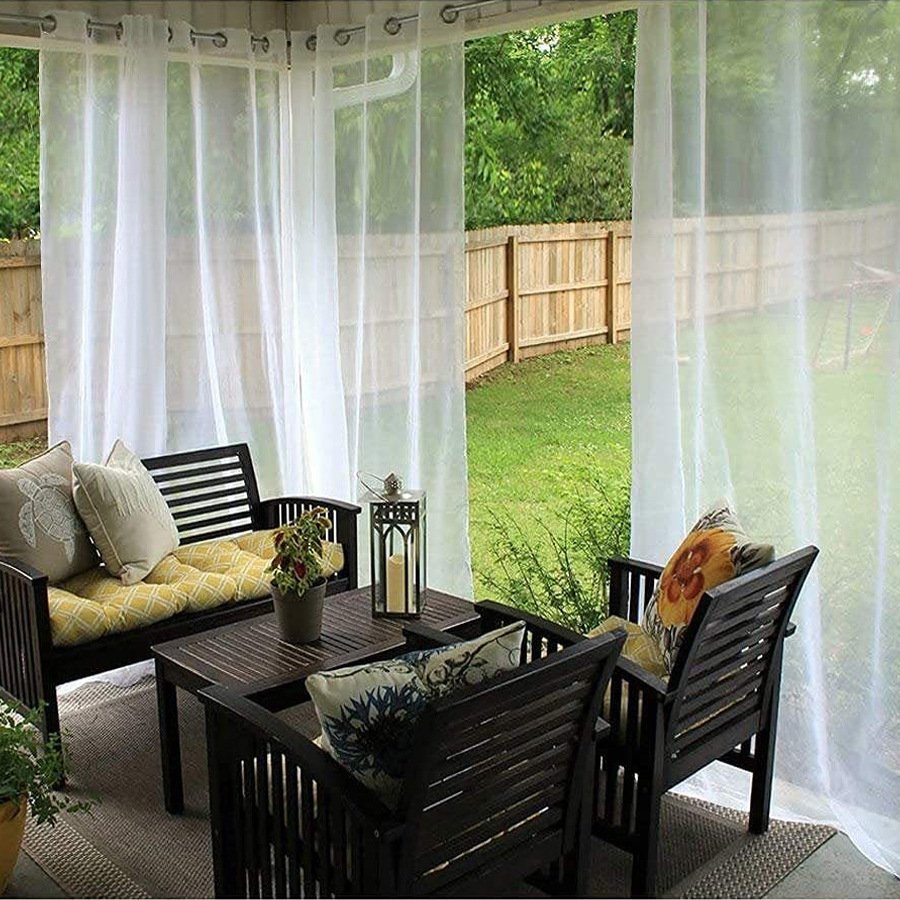 Waterproof Balcony Curtain - White Mesh Patio Screen