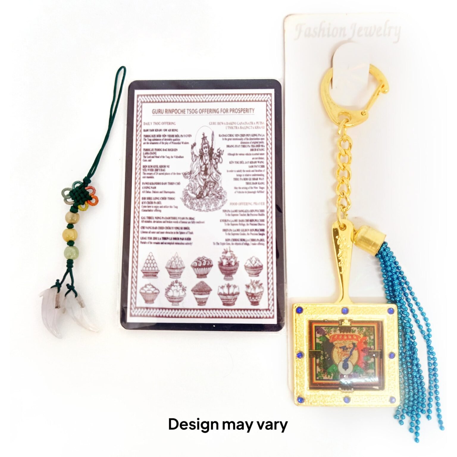 Assorted Mantra Card with fengshui metal keychain and cell phone accessories