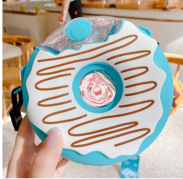 Donut-Shaped Kids' Water Bottle 380ml - Drop-Proof and Portable