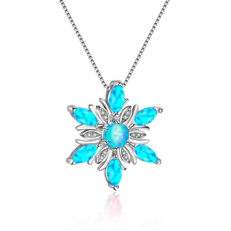 Opal Snowflake Necklace Pendant