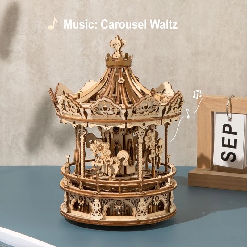 Robotime ROKR Carousel Waltz - A Musical DIY 3D Wooden Puzzle