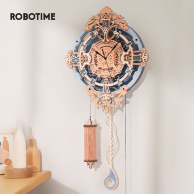 Robotime ROKR Time Art Romantic Notes Wall Clock - A 3D Wooden Puzzle