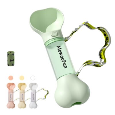 Robotime MEWOOFUN 2-in-1 Dog Water Bottle and Poop Bag Dispenser - Portable Pet Hydration Solution