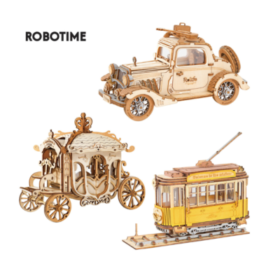 Robotime Rolife Vintage Vehicles 3D Wooden Puzzles - Build Your Own Classic Collection