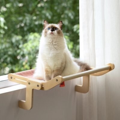 Robotime MEWOOFUN Cat Window Perch - Cozy Window Seat for Your Feline Friend