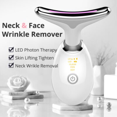 Anti-Aging Neck Massager - EMS, Heat and LED Therapy for Wrinkle Reduction