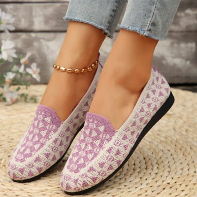 Breathable Knitted Flats - Comfortable and Stylish Women's Shoes