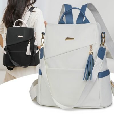 Women's Lightweight PU Travel Backpack - Large Capacity A4 Size with Adjustable and Removable Straps