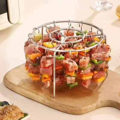 Universal Vertical Skewer Rack for Air Fryers - 360 Degree Even Cooking
