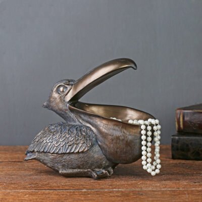Vintage Pelican Key Bowl Decor - Resin Entryway Organizer