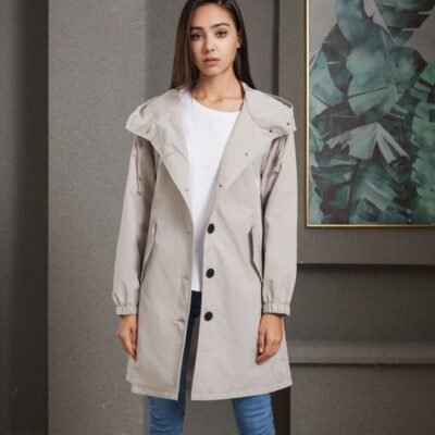 Women's Waterproof Anorak Long Coat - Rainproof Casual Outerwear
