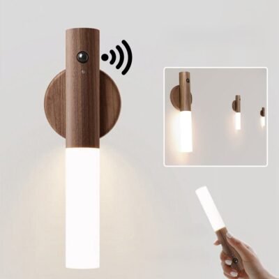 Magnetic Wood Rechargeable Motion Sensor Night Light for Homes