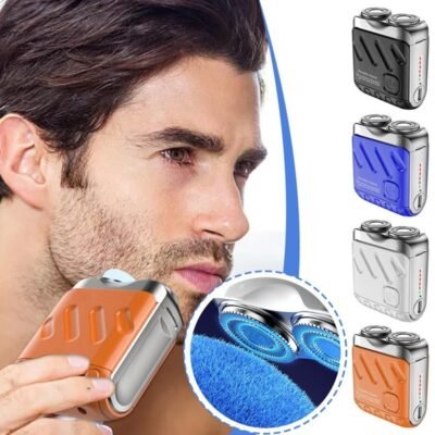 Portable Rotary Dual Ring Electric Shaver - Rechargeable Mini Razor for Men