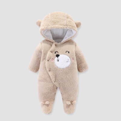 Cozy Bear Design Thickened Baby Jumpsuit