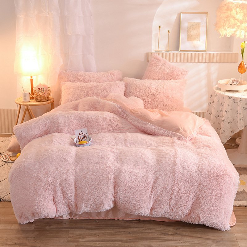 Thick Fleece 4-Piece Bedding Set - Soft Fluffy Plush Duvet Cover