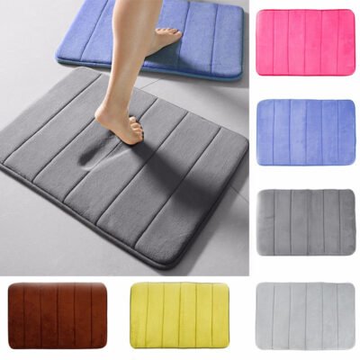Non-Slip Memory Foam Bath Mat - Cotton and Microfiber Absorbent Rug