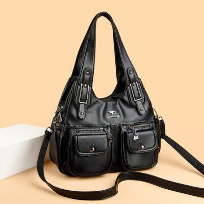 Multi-Pocket Handbag and Crossbody Bag - Soft PU Leather for Women