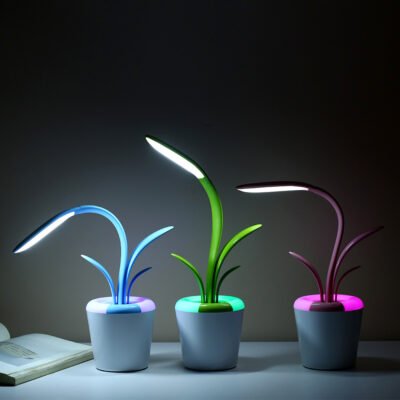 Flowerpot LED Desk Lamp - Flexible Gooseneck, 3 Brightness Levels, 1200mAh