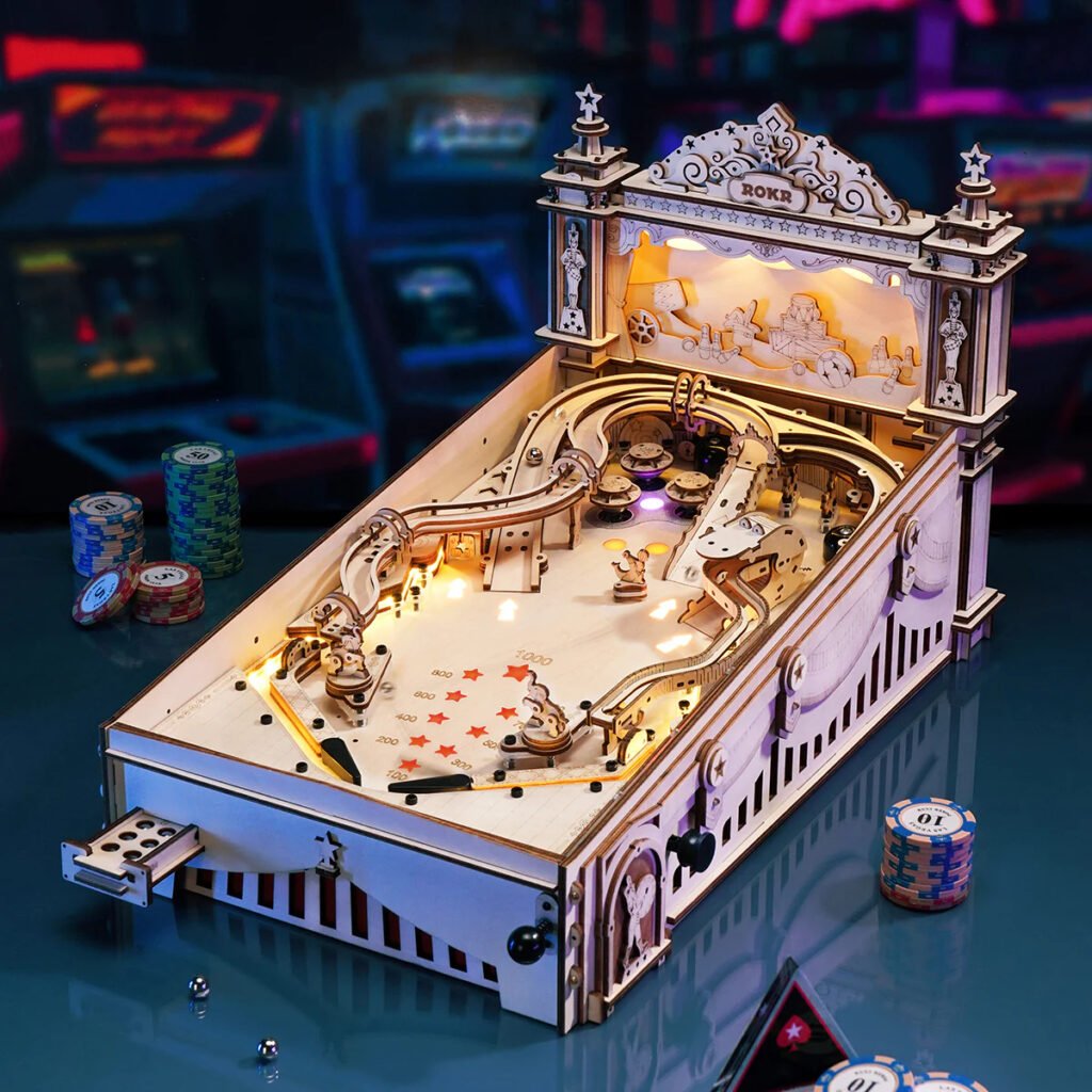 ROKR Retro 3D Pinball Machine – Exquisite Wooden Arcade Puzzle